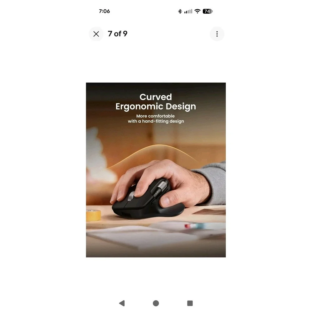 ProtoArc EM25 Ergonomic Mouse with Fast‎ Scrolling, 2.4G Wireless + 2* Bluetooth